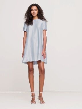 Banana Republic Light Blue Satin Mini Shift Dress
